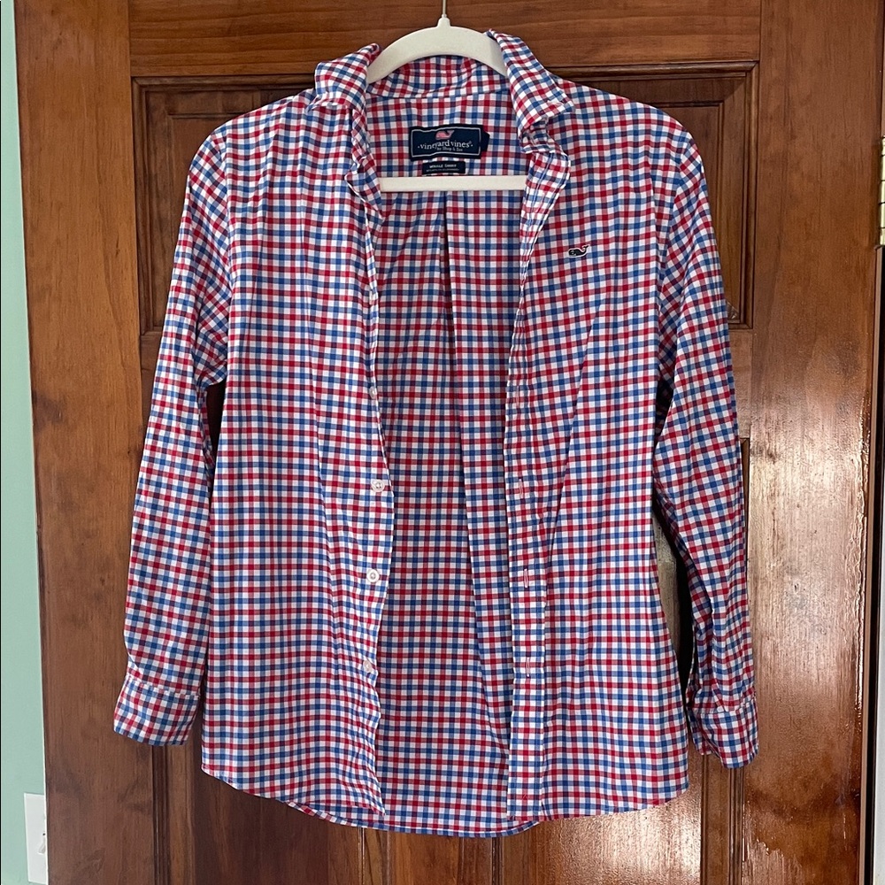 Vineyard Vines Red and Blue Plaid Shirt